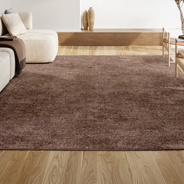 Haze Solid Low-Pile Area Rug Brown